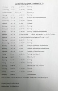 Vorbereitung auf die neue Runde 2019/20